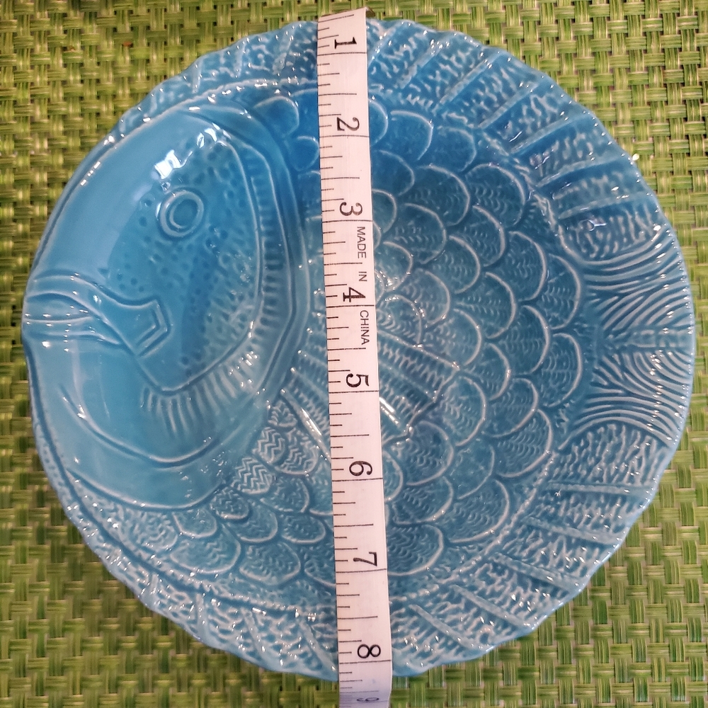 Blue Fish Design Bowl/Plate - Individual Or Set of 4 - Picture 2 of 2